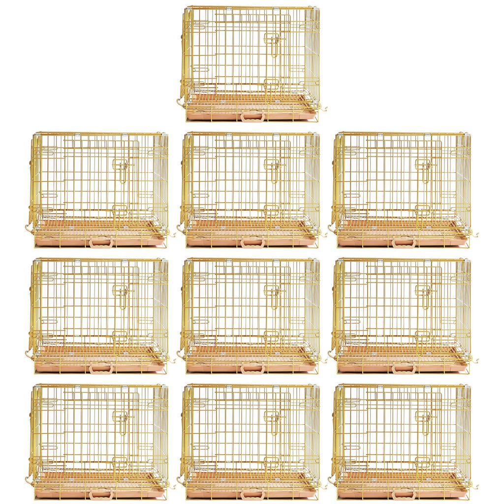 24-42" Collapsible Copper Gold Dog Crate GLD24/30/36/42