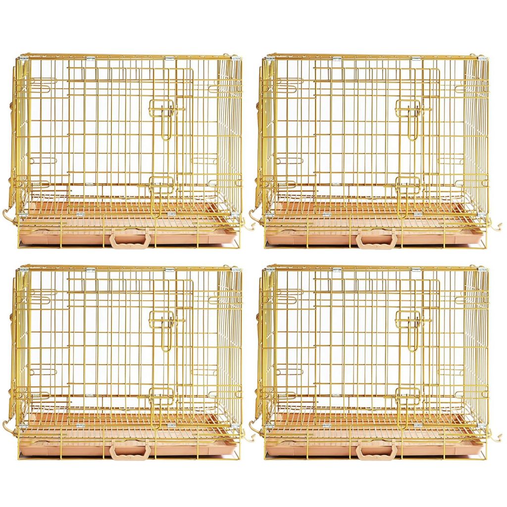 24-42" Collapsible Copper Gold Dog Crate GLD24/30/36/42