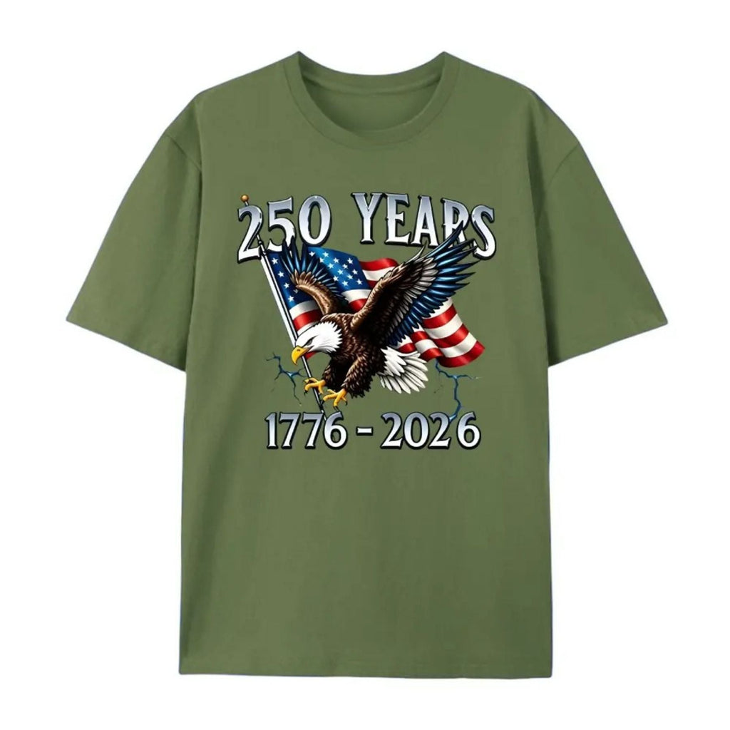 "250 Years of Liberty" T-Shirt – 1776–2026 Eagle & USA Flag Patriotic Graphic Tee, Unisex Cotton Shirt