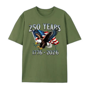 "250 Years of Liberty" T-Shirt – 1776–2026 Eagle & USA Flag Patriotic Graphic Tee, Unisex Cotton Shirt