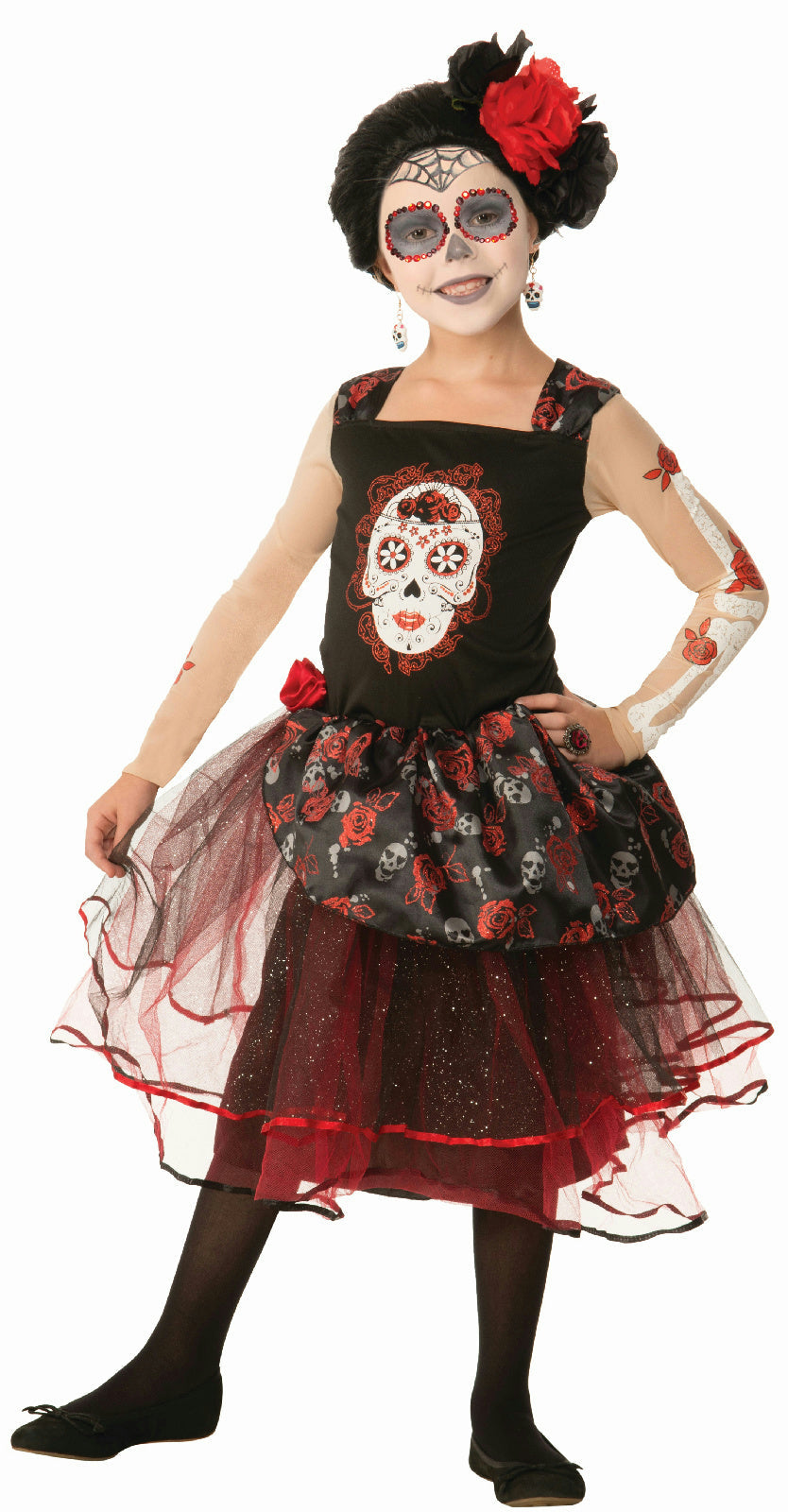 Girls Day of the Dead Rosa Senorita Child Costume Dress Size Small 4-6