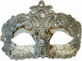 Silver Crackle Brazilian Diamond Masquerade Eye Mask With Lace and Rhinestones