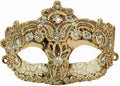 Beige Crackle Brazilian Diamond Masquerade Eye Mask With Lace and Rhinestones