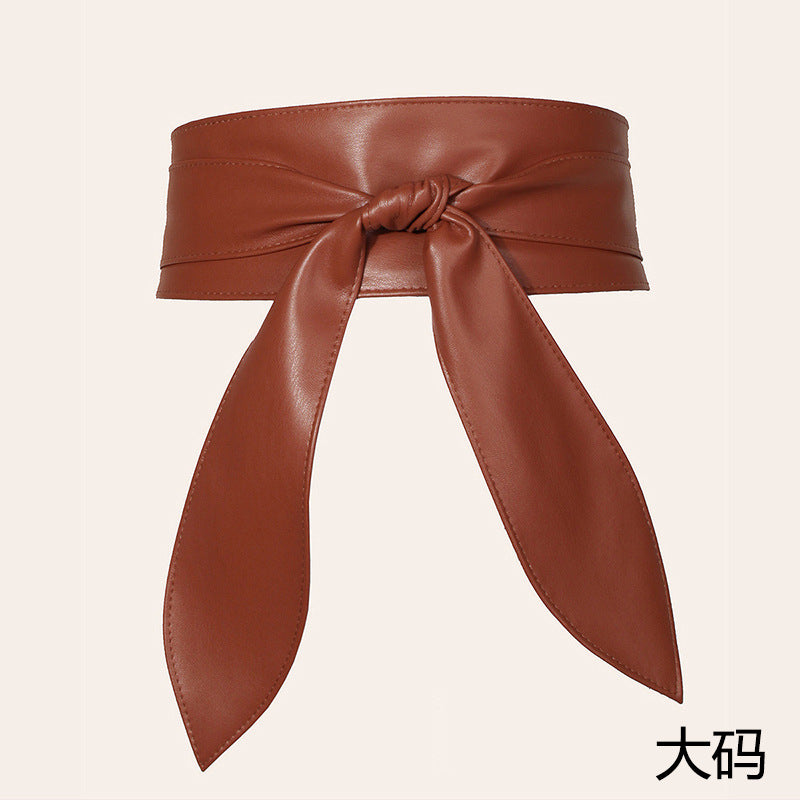 Amazon Cross-border Women's Wide Waist Cover Soft All-match Elegant Bow Ribbon Super Long In Stock Tie Belt
