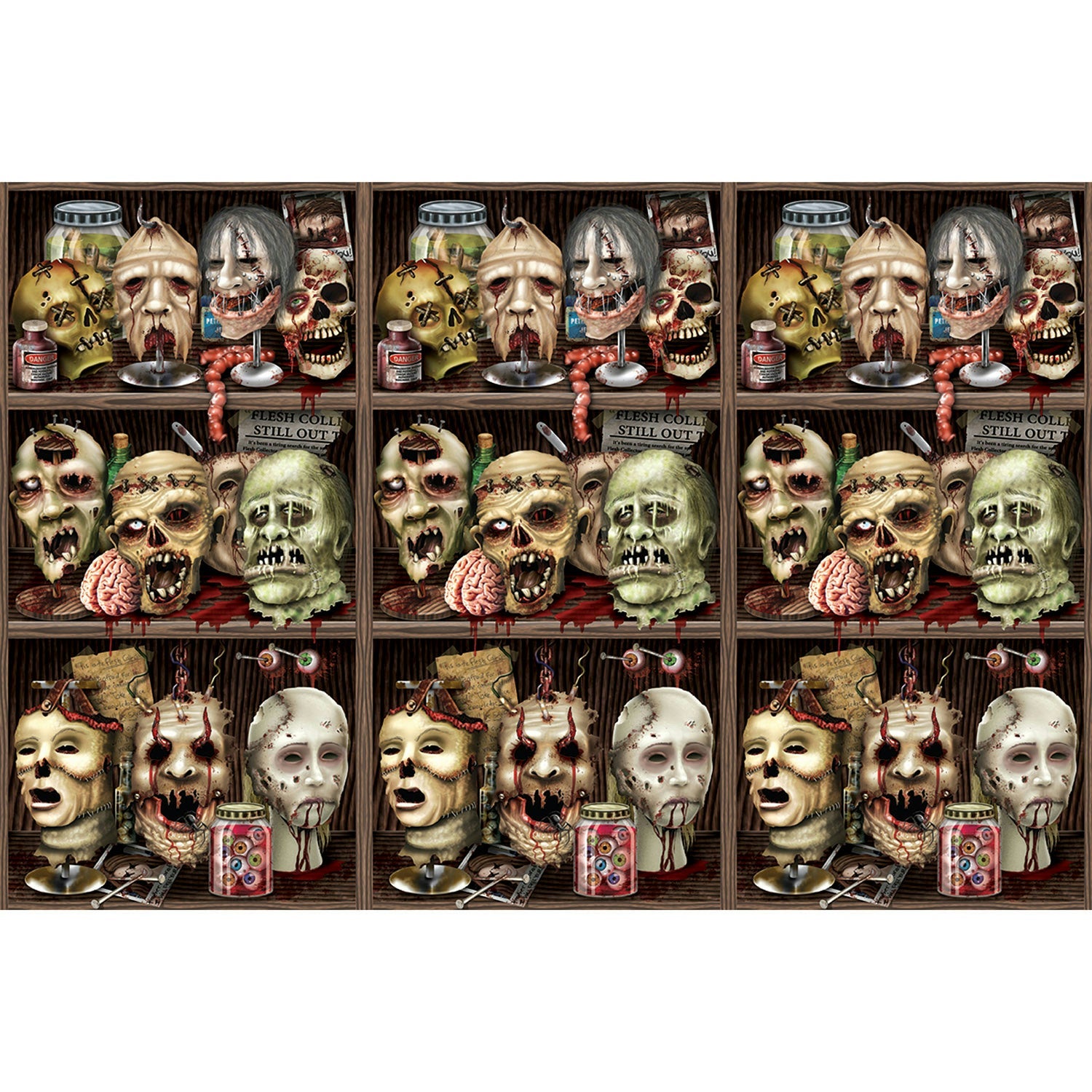 Scary Heads Backdrop Decoration 4 x 30 Feet
