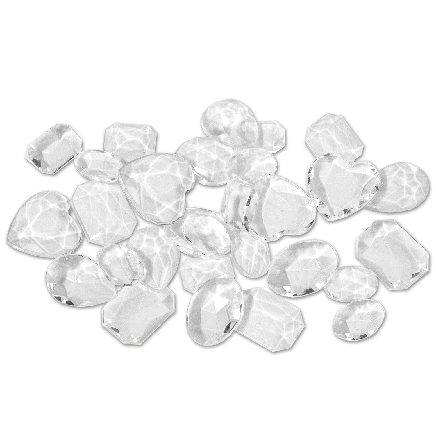 Pack of Clear Plastic Fake Diamonds Gems