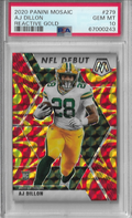 Graded 2020 Panini Mosaic AJ Dillon #279 Reactive Gold Rookie RC Football Card PSA 10 Gem Mint