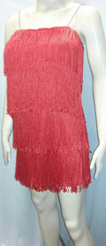 Women's Red 1920's Deluxe Flapper 4 Tiered Fringe Costume Dress Beaded Straps