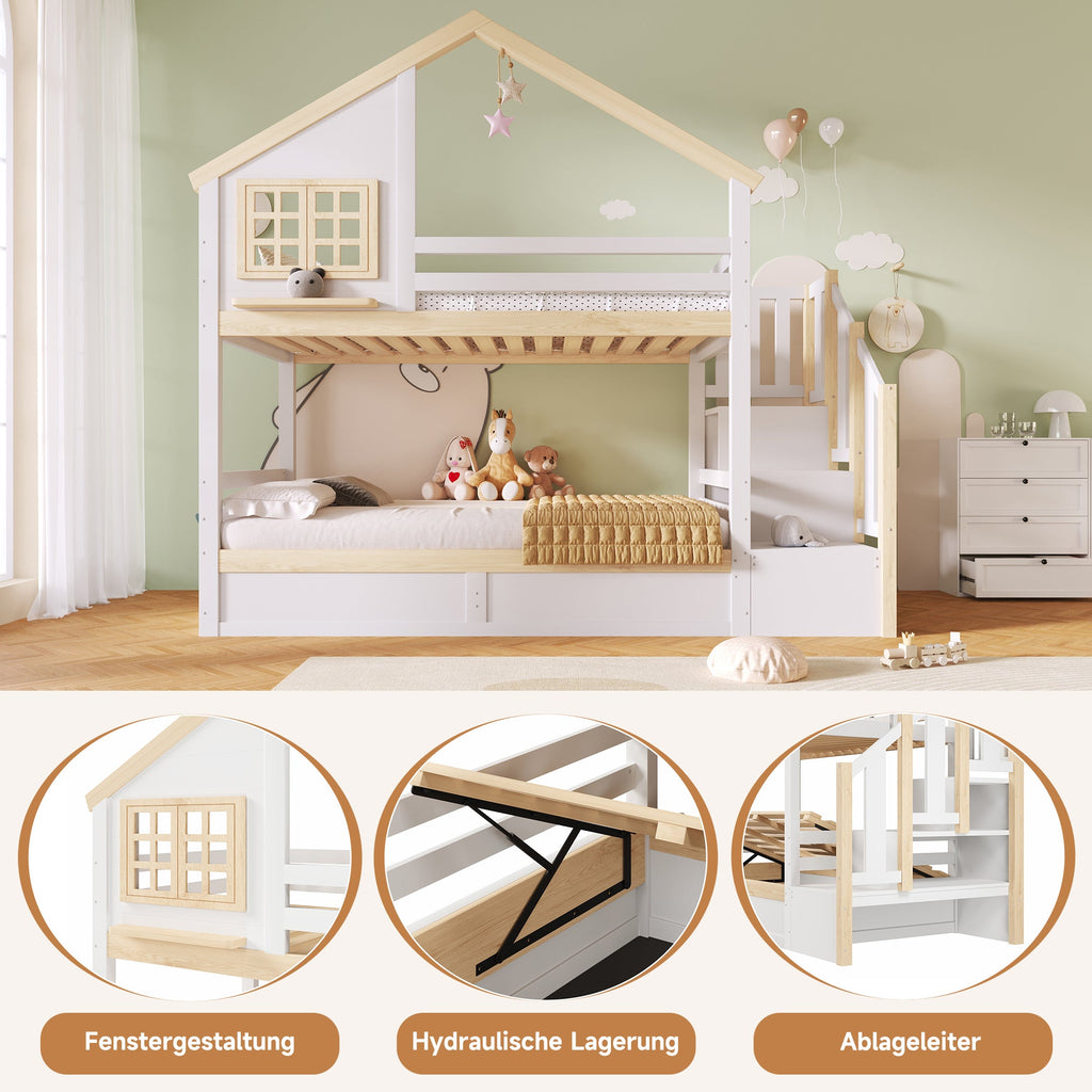 Treehouse Bunk Bed with Lift-Up Storage