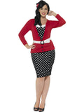 Smiffy's Women's Curves 50's PIn Up Polka Dot Adult Retro Costume Large 14-16
