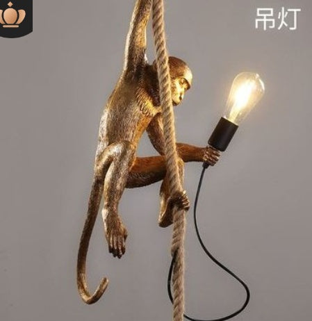 Resin Black White Gold Monkey Lamp Pendant Light For Living Room Lamps Art Parlor Study Room Led Lights lustre With
