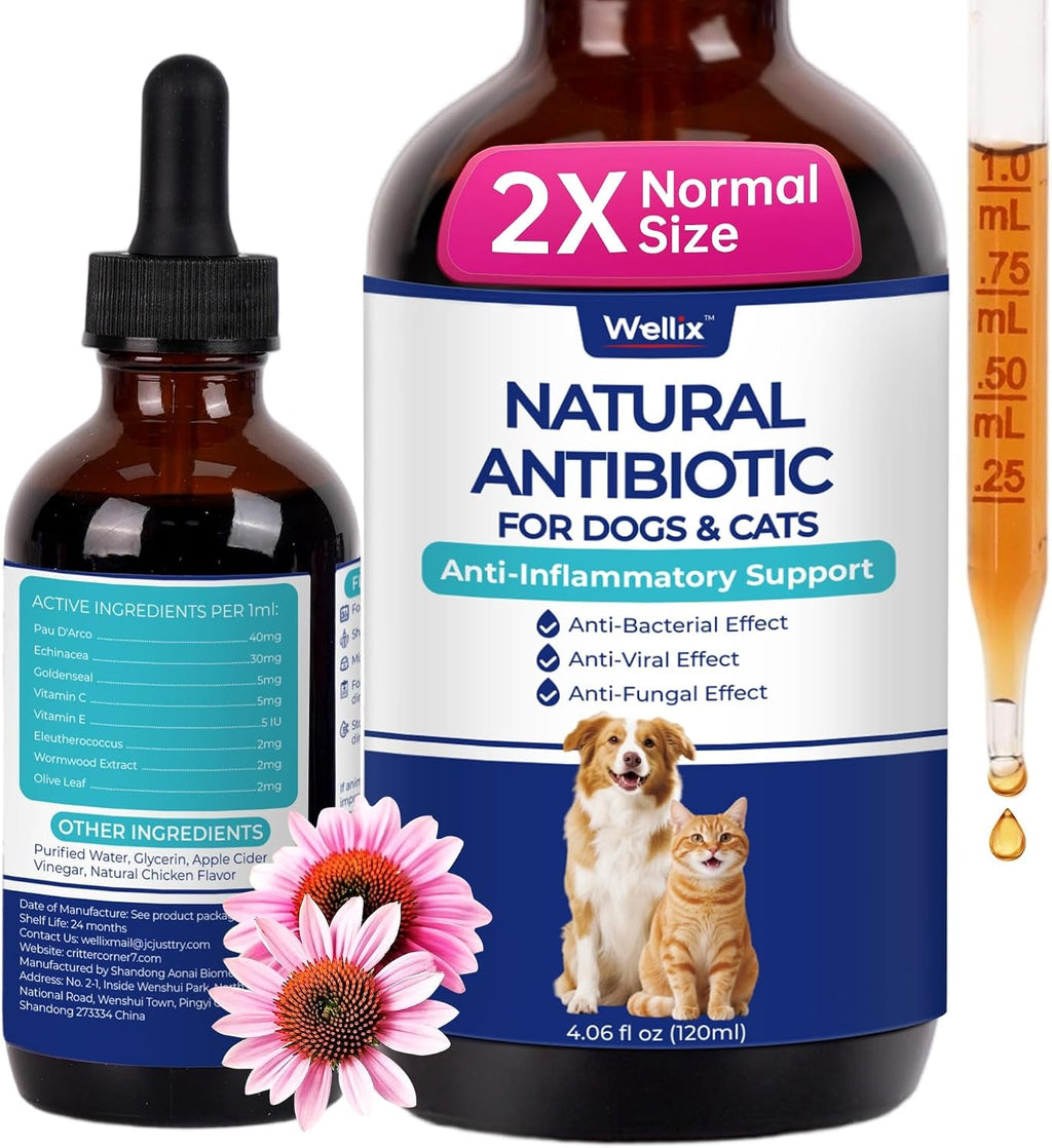 Wellix Cat Dog Constipation Relief Liquid 4 oz Probiotic Chicken Flavor