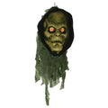Plastic Green Zombie Head with Light Up Eyes Monster Head Halloween Prop