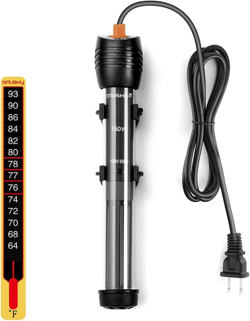 Adjustable Aquarium Heater with Thermometer – 6 Sizes