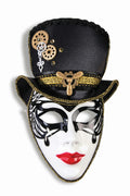 Madame Steampunk Plastic Face Mask with Attached Hat Headband Costume Accessory