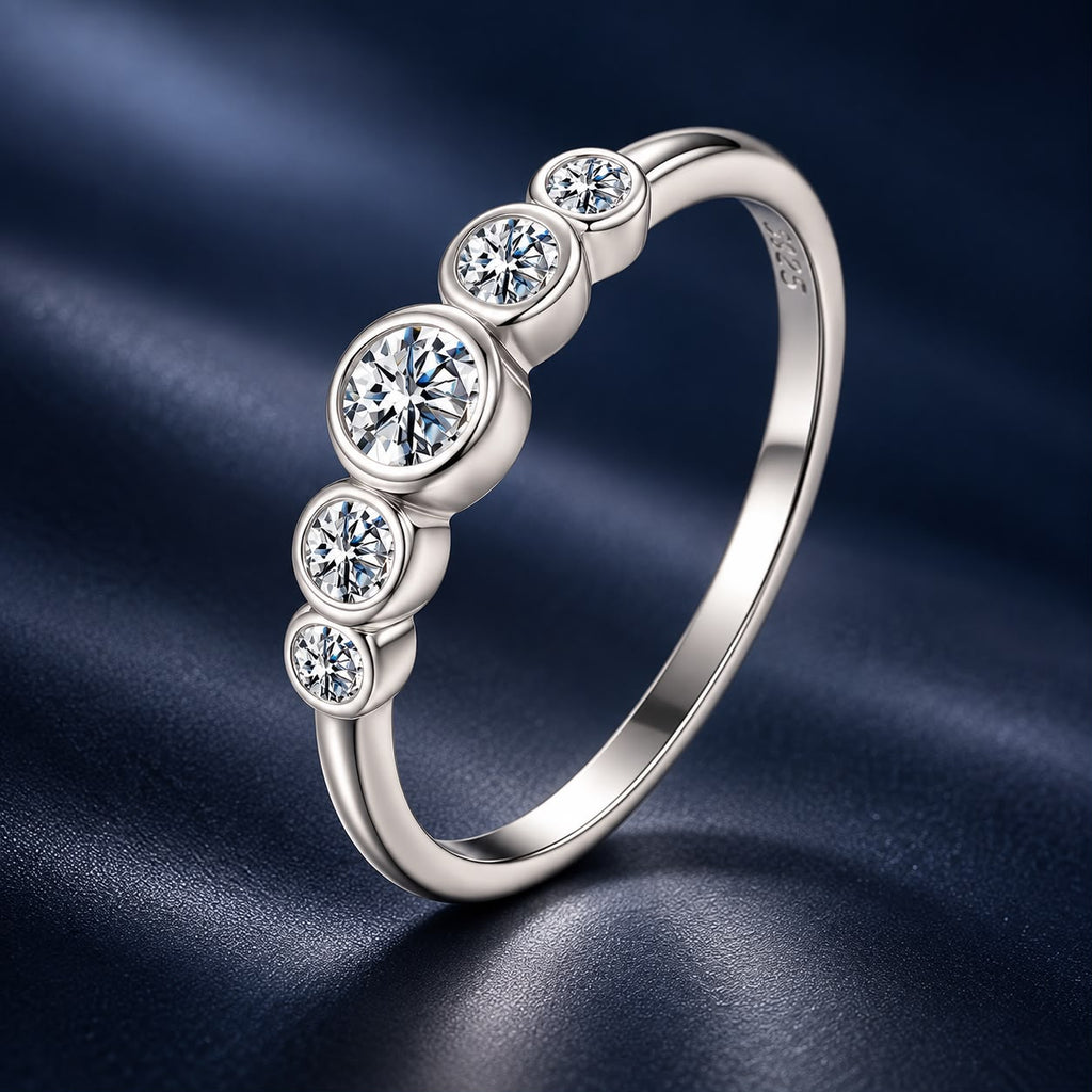925 Sterling Silver Moissanite Ring Size 6, 0.20ct, Plated White Gold for Women