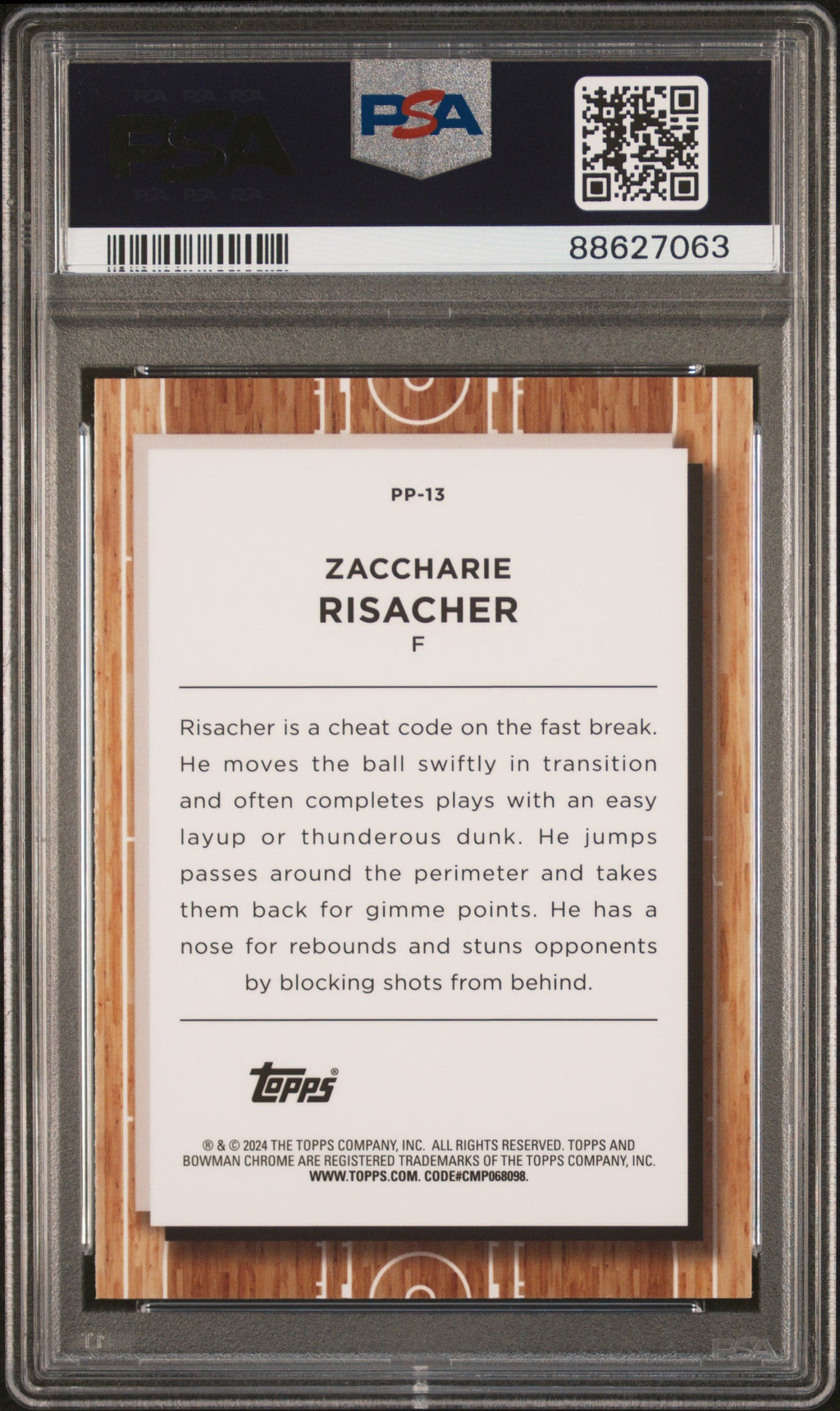 Graded 2023 Topps Bowman U Chrome Zaccharie Risacher #PP13 Prodigal Playmakers Rookie RC Basketball Card PSA 10 Gem Mint
