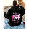Women’s Mom Memorial Back Print Hoodie – Pink Angel Wings Heart Remembrance Pullover Sweatshirt