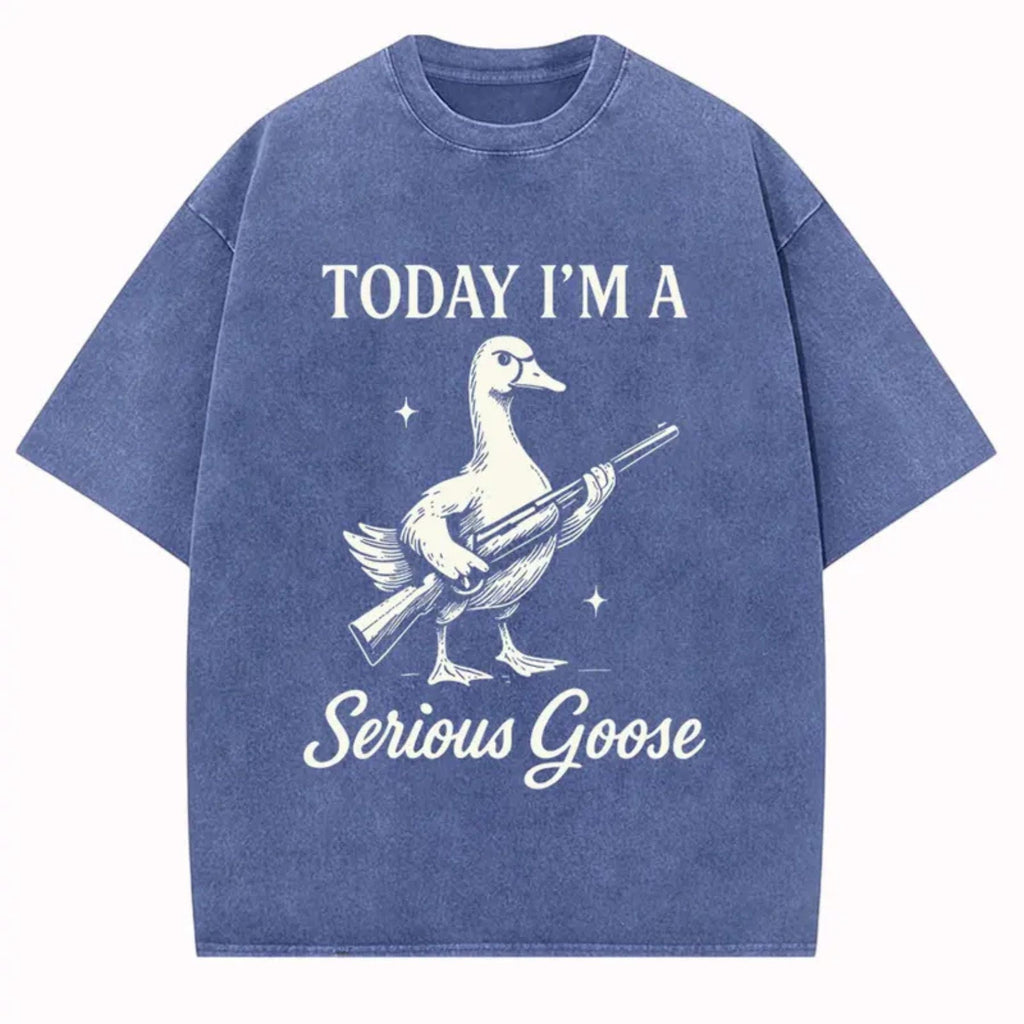 Serious Goose Graphic T-Shirt – Quirky Animal Art & Funny Slogan Tee, Premium Washed Cotton Standout Casual Wear for Men & Women