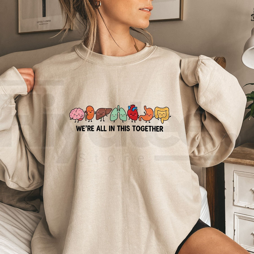 Funny Anatomy Embroidered Sweatshirt – Cute Body Organs Crewneck, Medical Humor Pullover, Gift for Medical Students