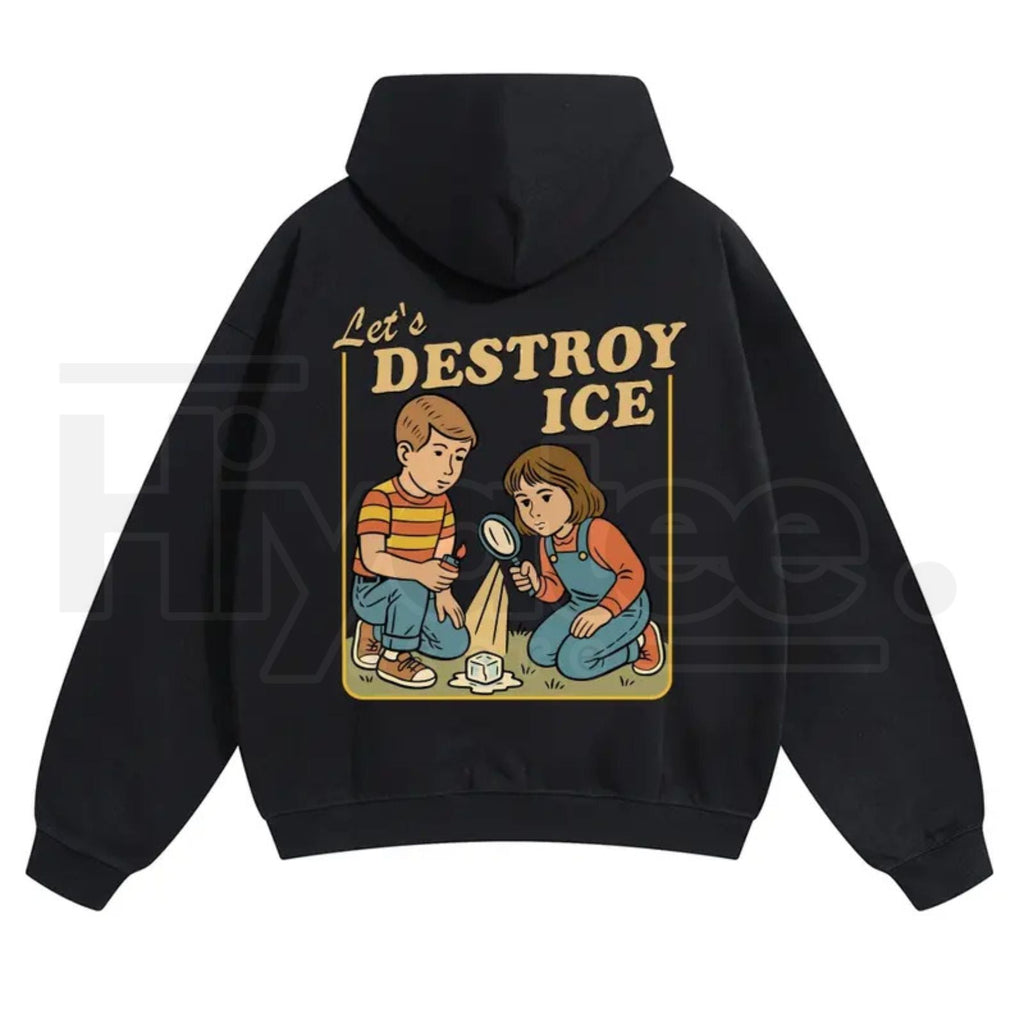 Unisex "Destroy ICE" Hoodie – Satirical Political Graphic Streetwear
