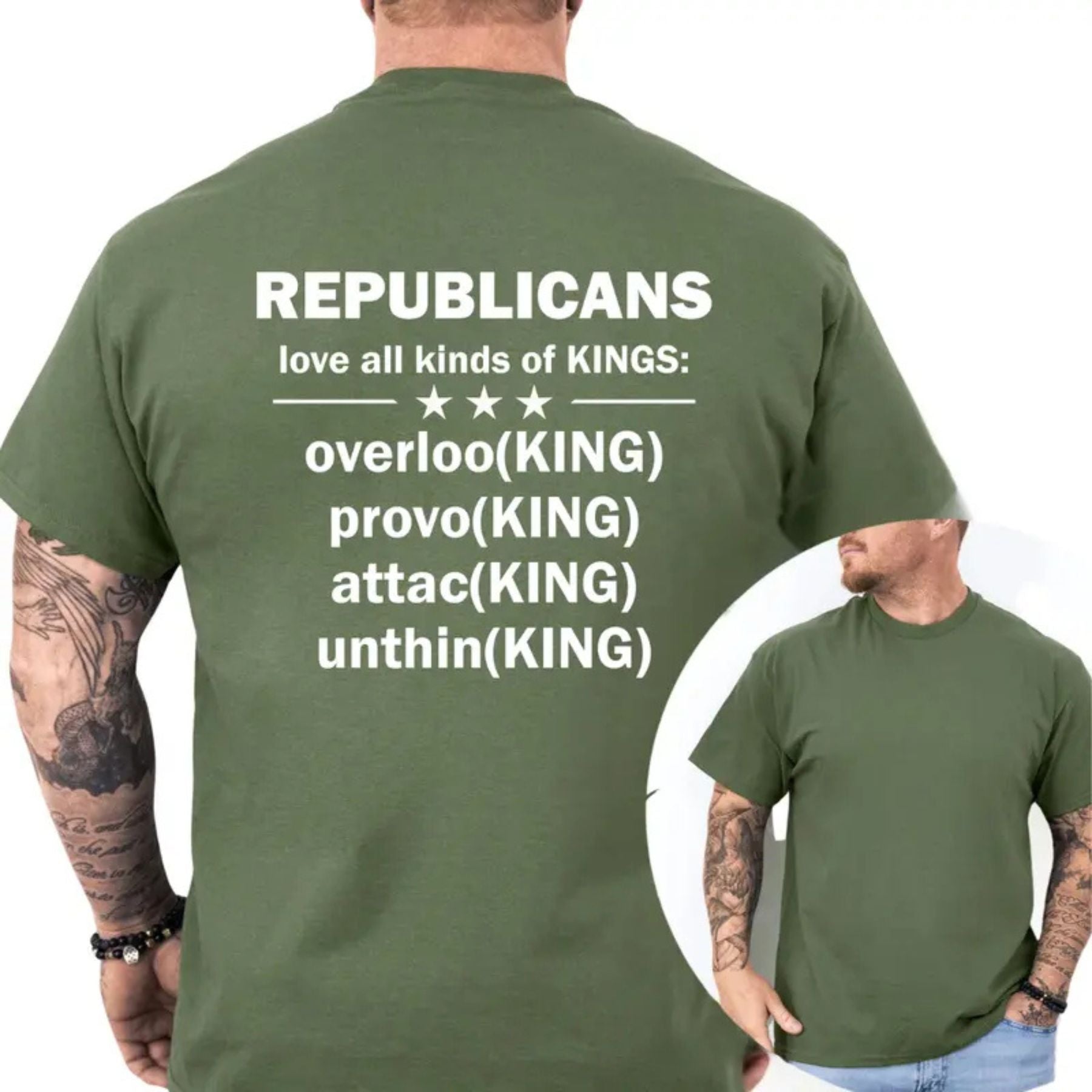 "Republicans Love Kings" Funny Sarcastic Political T-Shirt – Bold Liberal Statement Graphic Top, Urban Streetwear Satire Tee