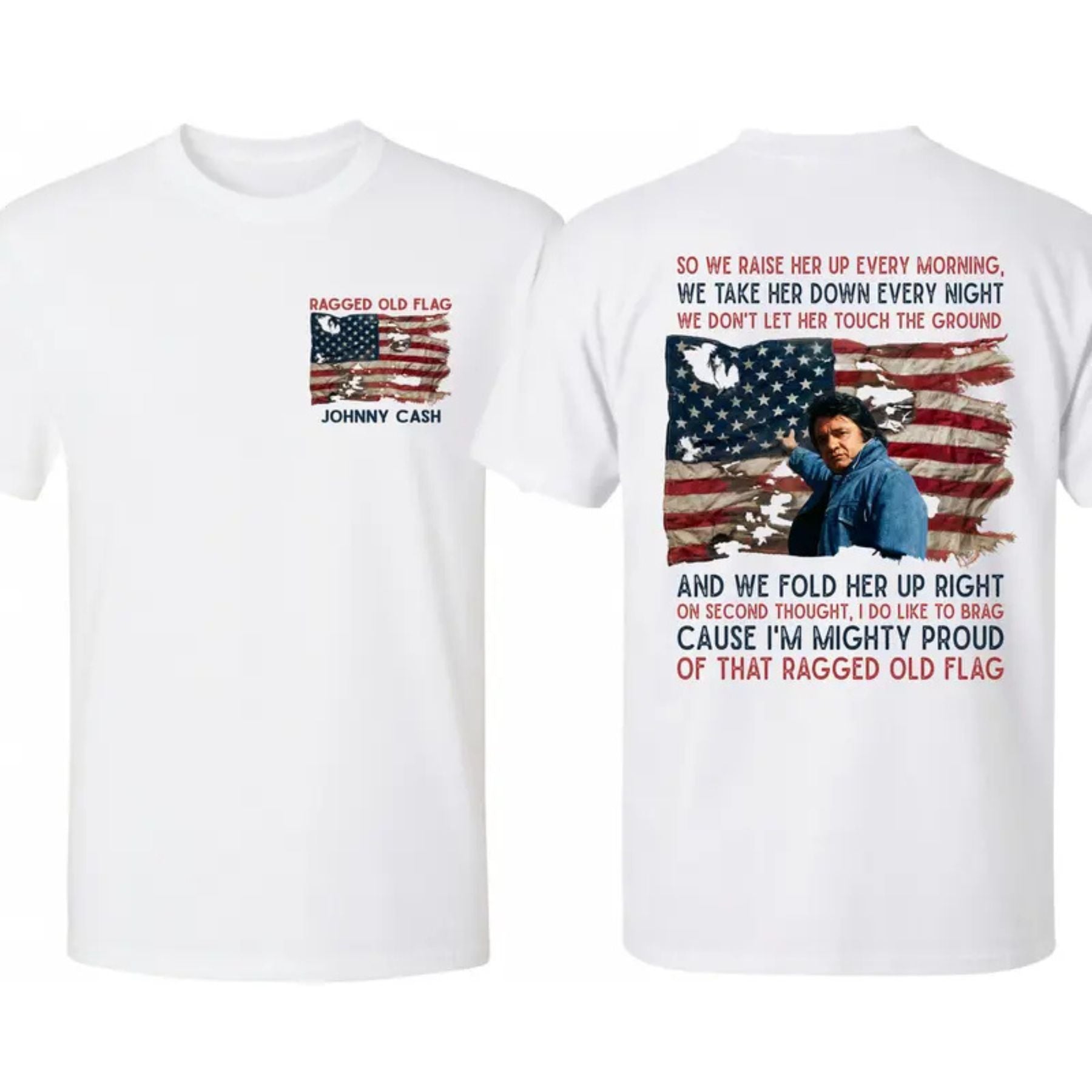 Ragged Old Flag T-Shirt – Vintage Patriotic Country Music Inspired Graphic Tee, Unisex Cotton Shirt