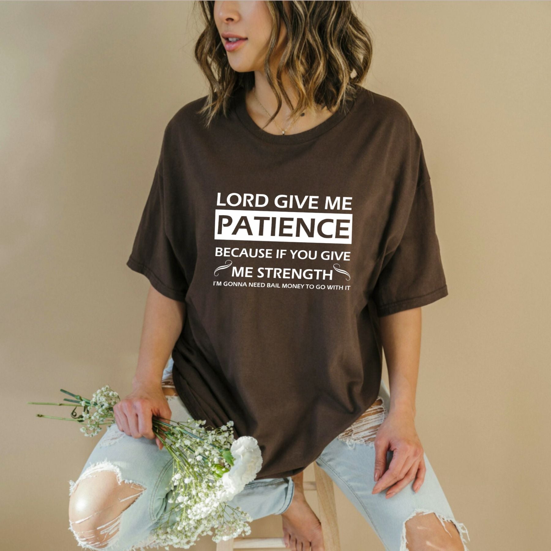 Lord Give Me Patience T-Shirt – Funny Sarcastic Religious Humor Graphic Tee, Unisex Cotton Shirt