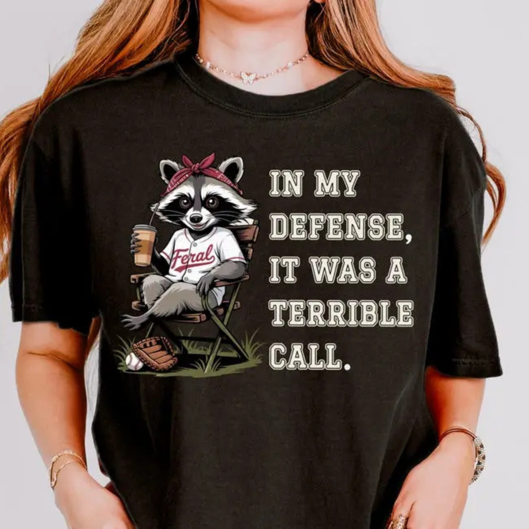 Vintage "Feral Baseball Mom" Raccoon Tee – Game Day Chaos Graphic Shirt