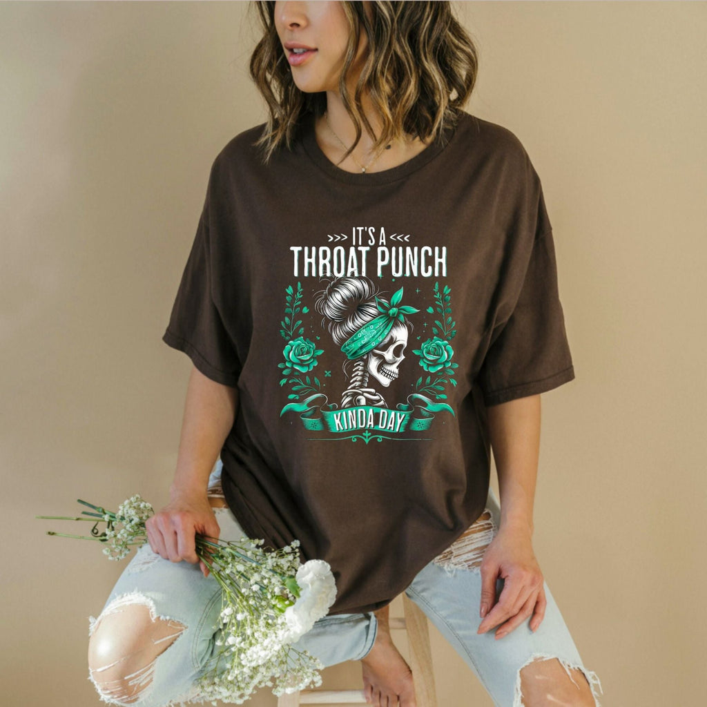 "It's That Kind of Day" Skull & Roses T-Shirt – Edgy Biker Style Graphic Tee, Unisex Cotton Shirt