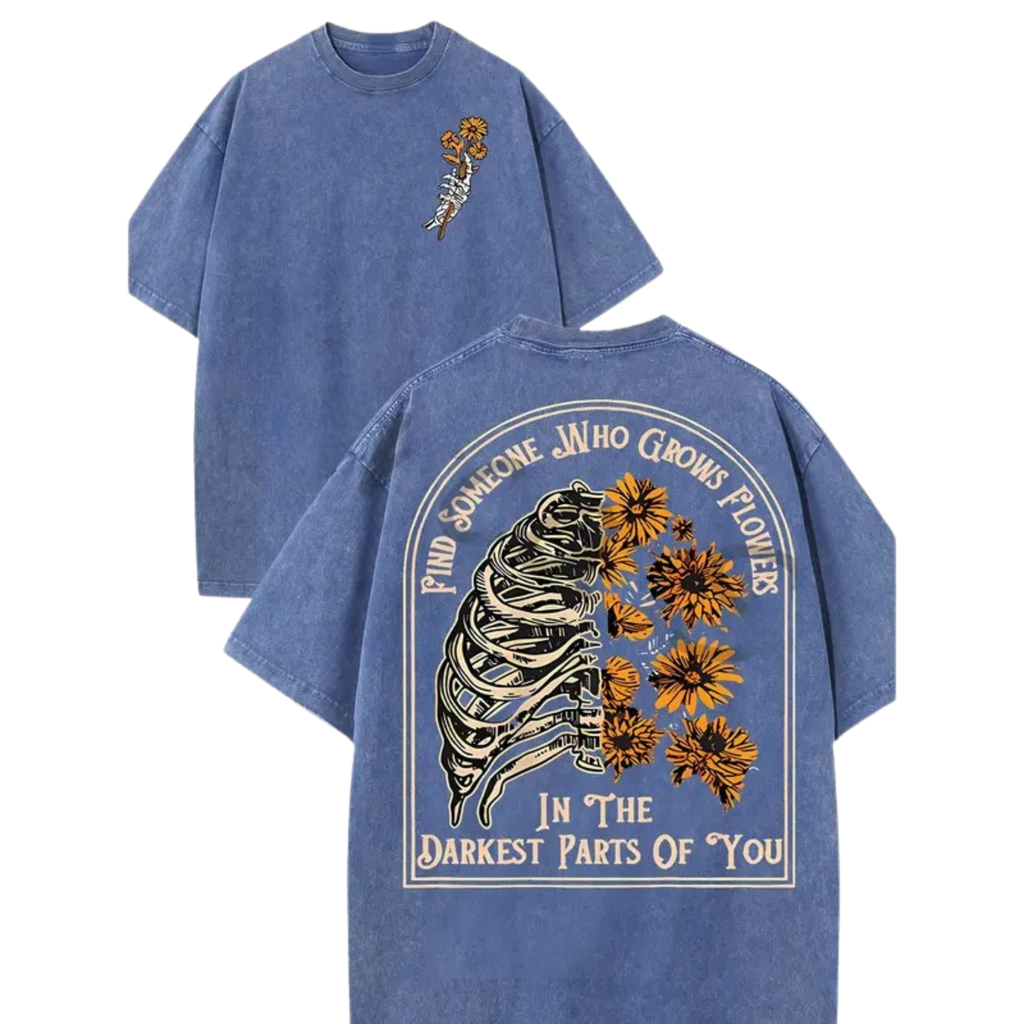 Find Someone Who Grows Flowers Sunflower T-Shirt – Aesthetic Washed Floral Tee