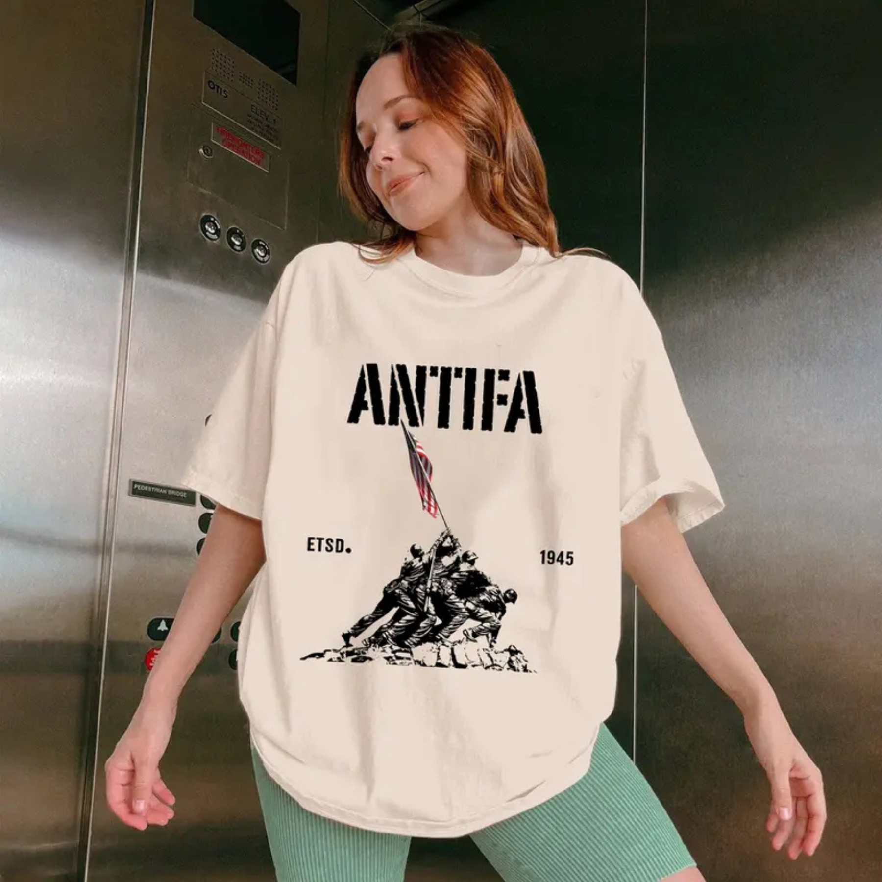 "Antifa Est. 1945" Bold Graphic Tee – Patriotic Fight Fascism Shirt