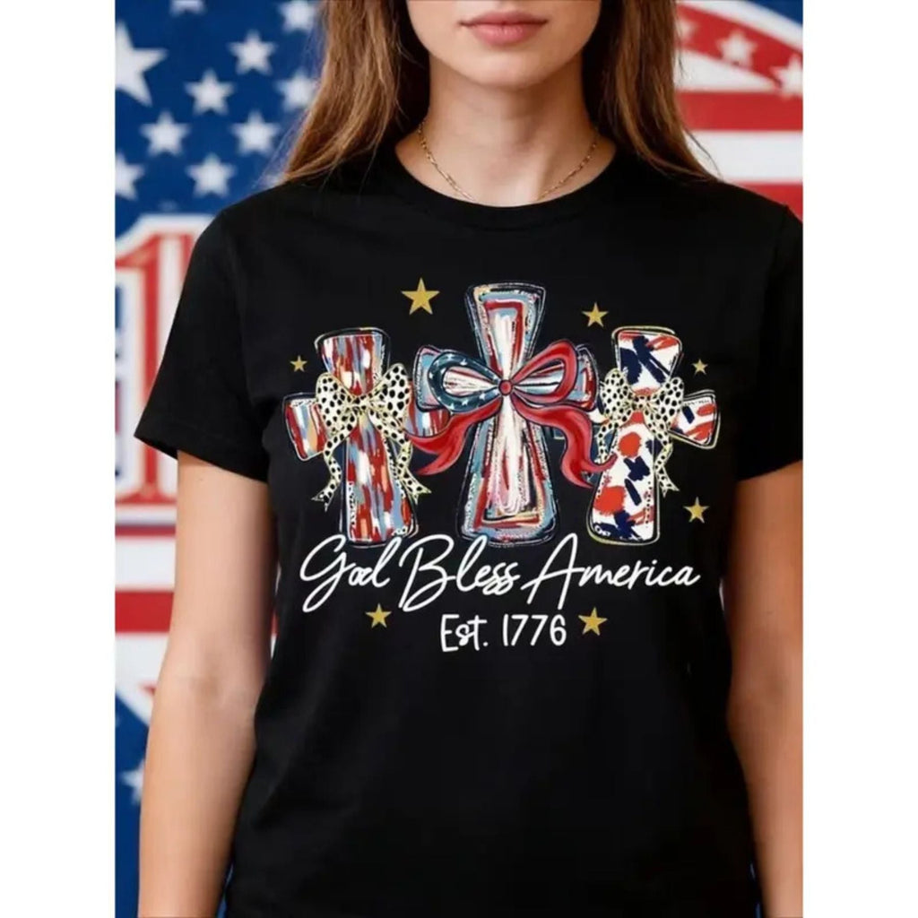 "God Bless America" USA 250th Anniversary T-Shirt – Patriotic Graphic Tee, Unisex Cotton Commemorative Shirt