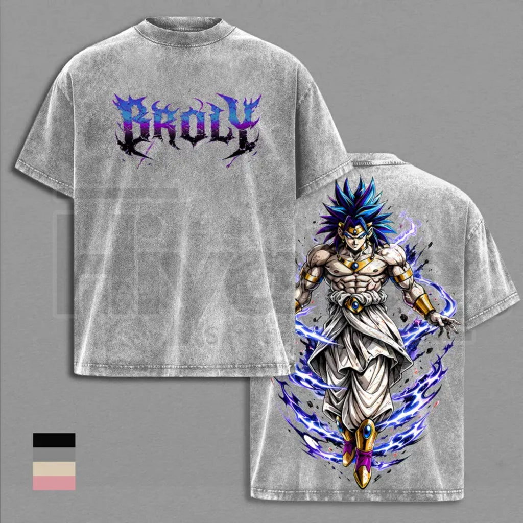 Legendary Saiyan Vintage Washed T-Shirt – Heavyweight Cotton Unisex Anime Graphic Tee