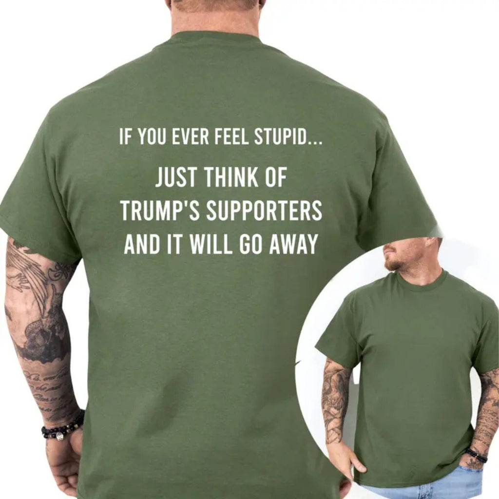 "Think Of Trump's Supporters" Funny Sarcastic Liberal T-Shirt – Bold Progressive Statement Graphic Top, Urban Political Satire Tee
