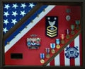 Coast Guard Flag Display, Plexiglass front Cover Black Wood, Retirement Gift