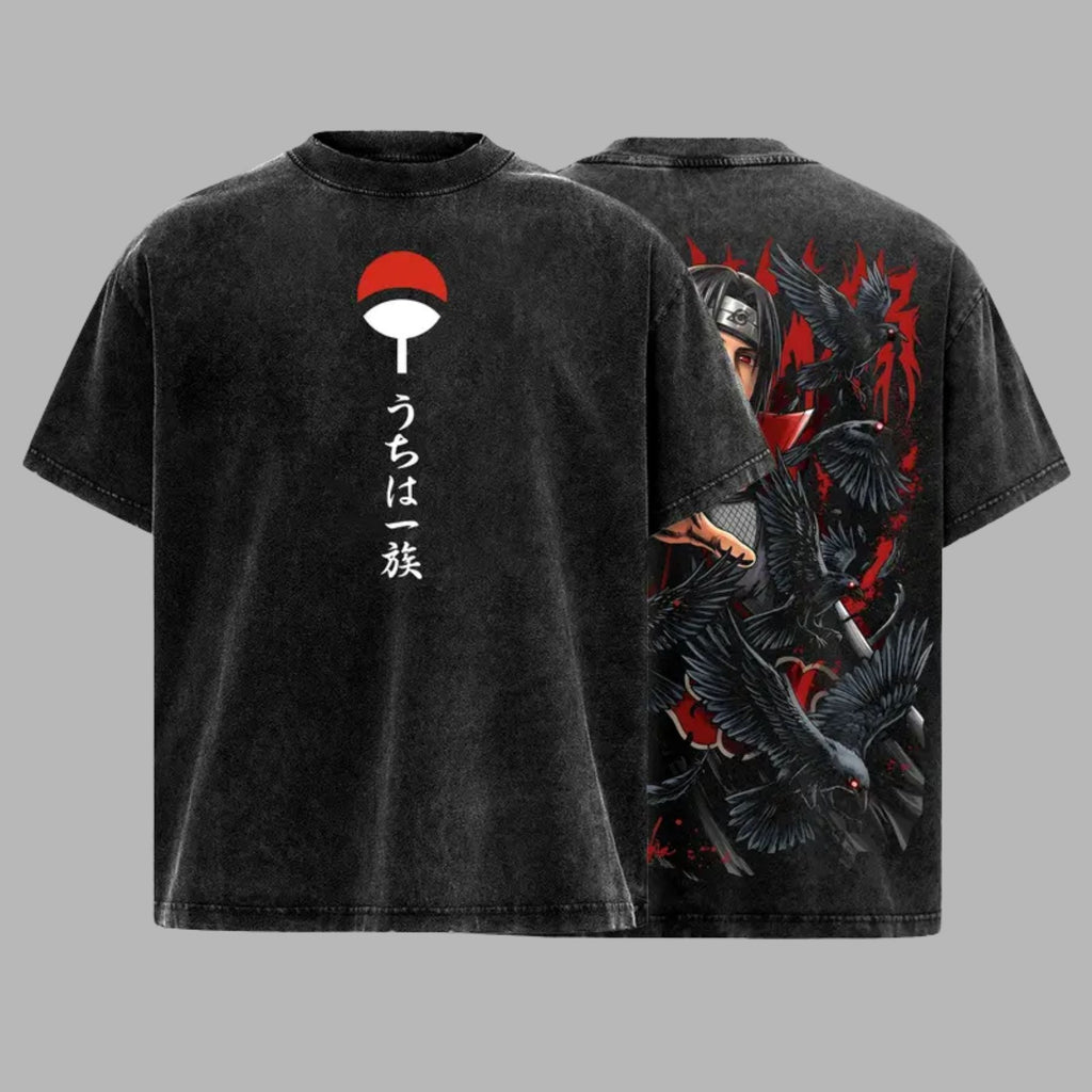 Dark Ninja Illusion Vintage Washed T-Shirt – Oversized Anime-Inspired Graphic Tee