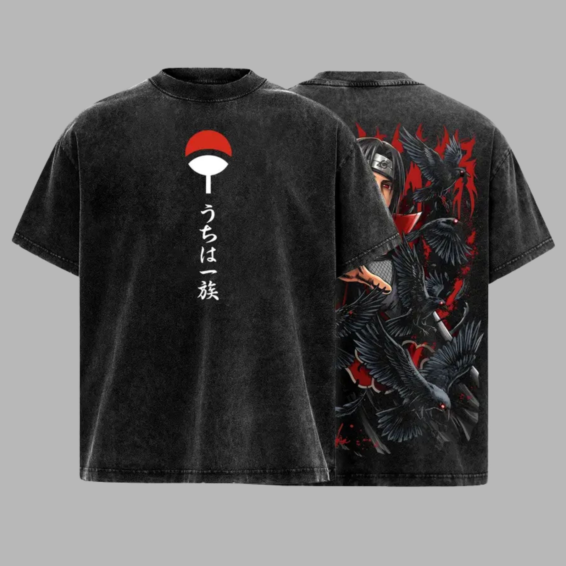 Dark Ninja Illusion Vintage Washed T-Shirt – Oversized Anime-Inspired Graphic Tee
