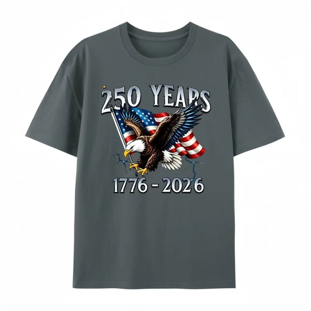 "250 Years of Liberty" T-Shirt – 1776–2026 Eagle & USA Flag Patriotic Graphic Tee, Unisex Cotton Shirt