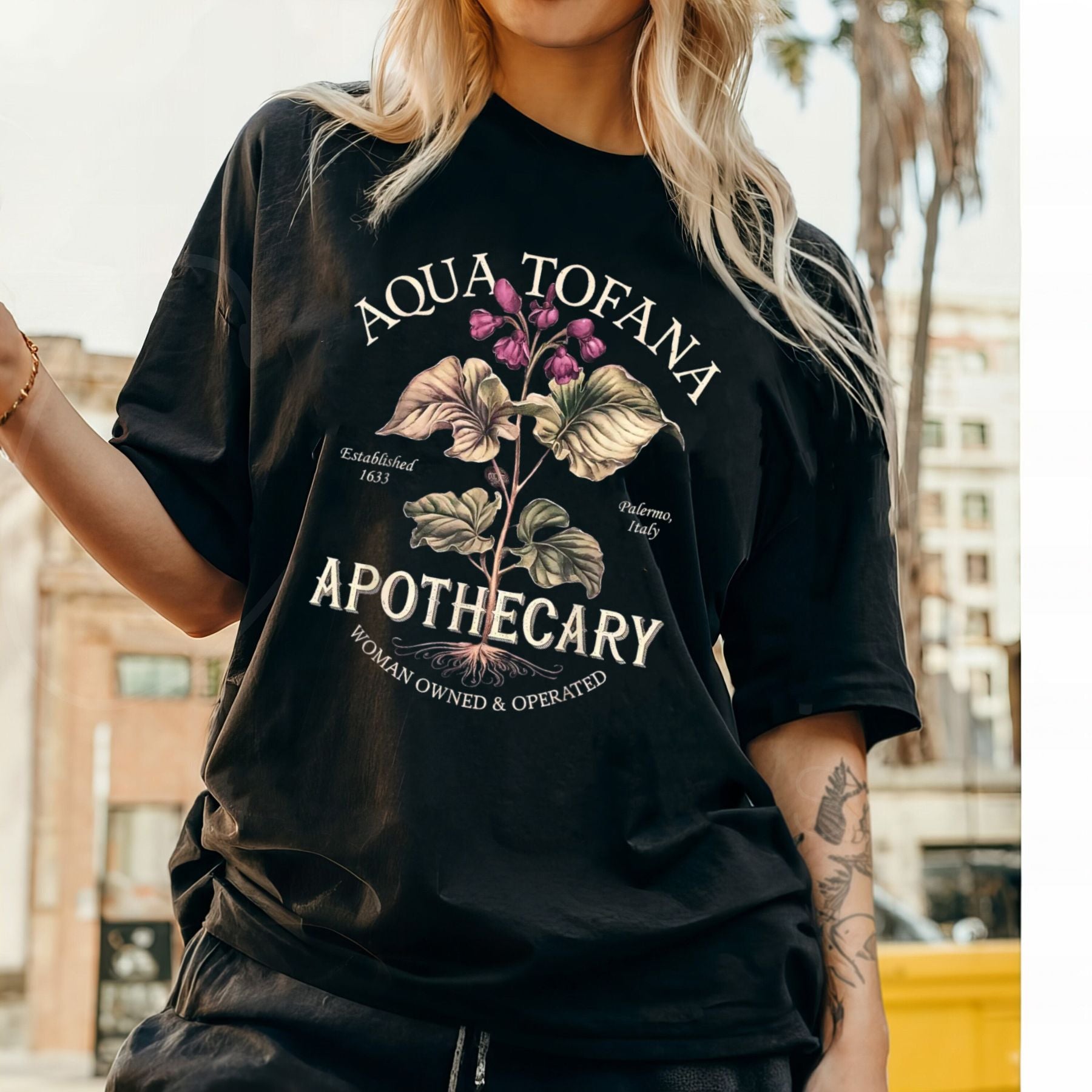 Aqua Tofana Funny Feminist T-Shirt – Vintage Apothecary Giulia Toffana Graphic Tee, Premium 100% Cotton Historical True Crime Top, Made in USA
