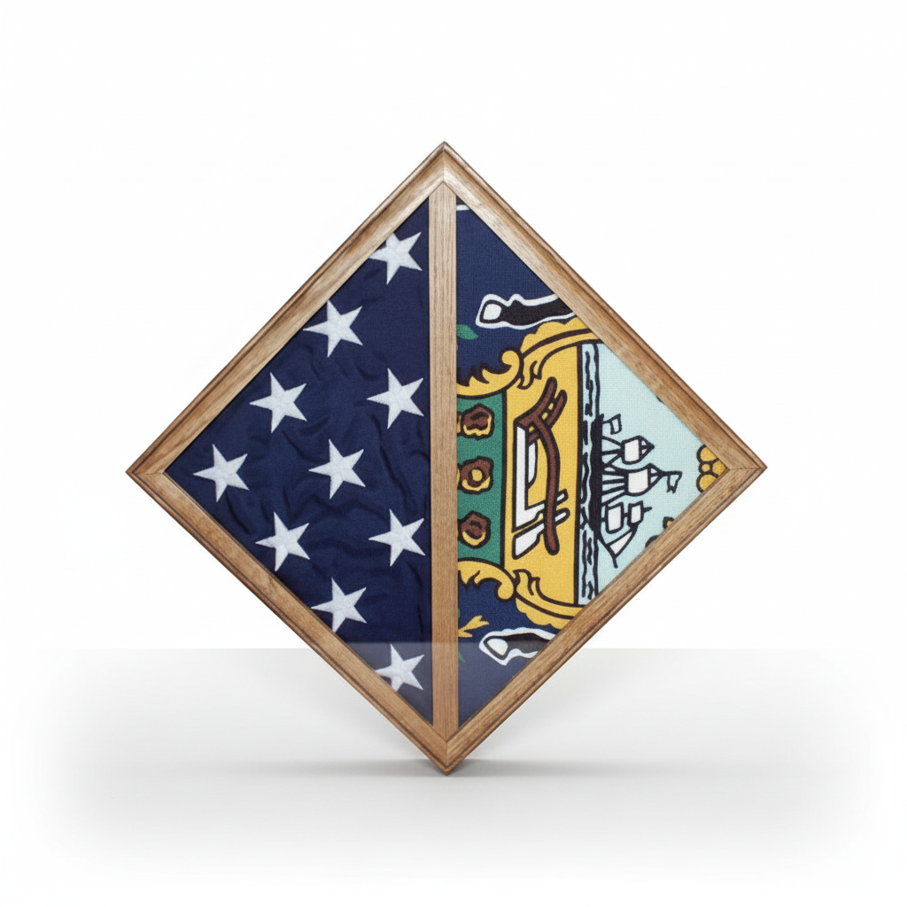 2 Flags display case - Wall Mounted box - Fit 3" x 5" Flag.