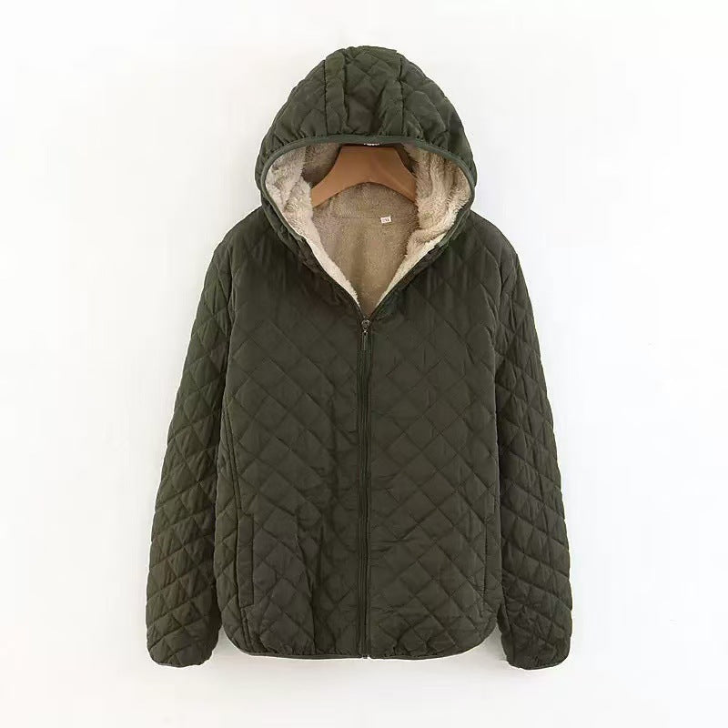 Womens Short Hooded Cotton-padded Coat