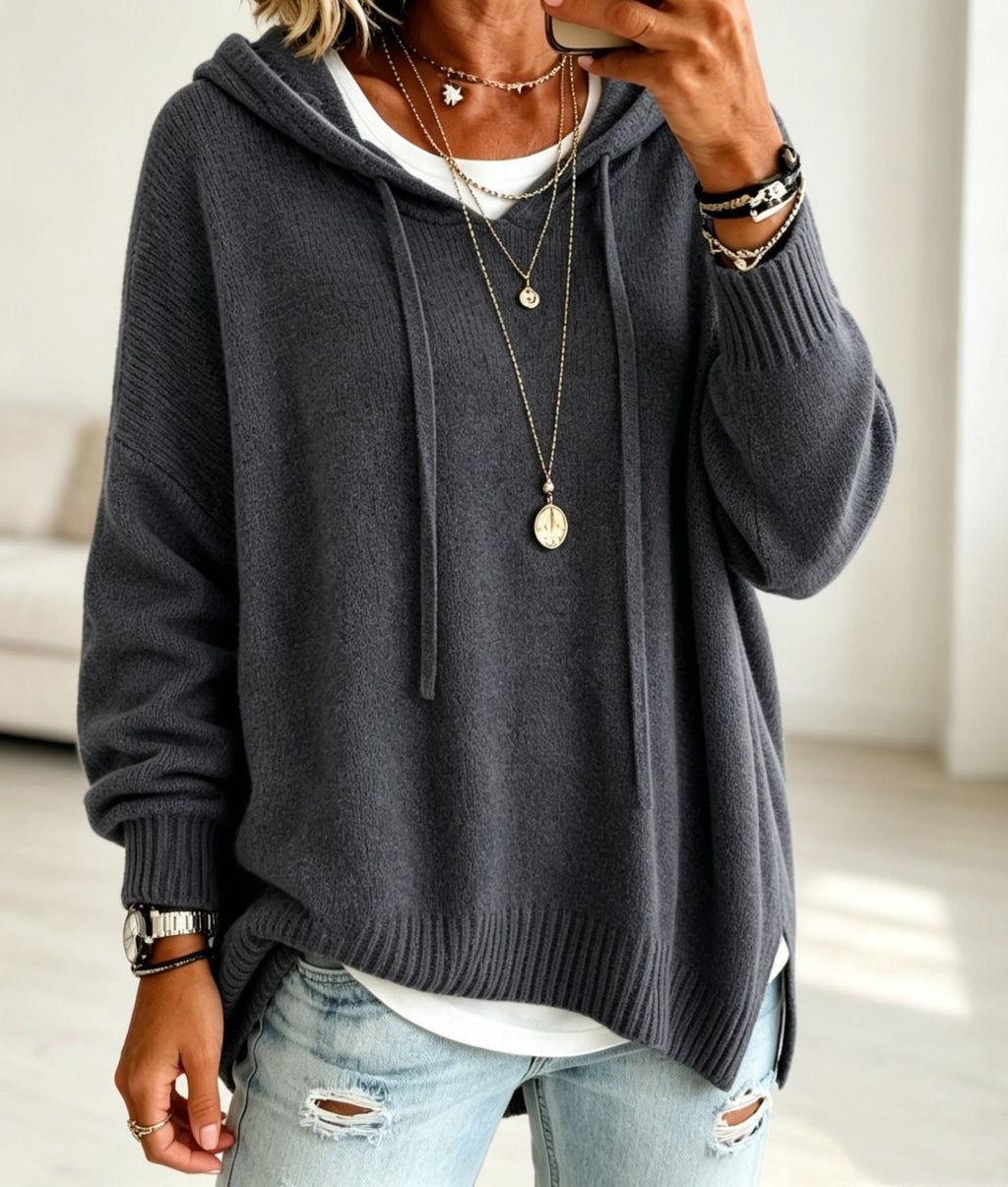 2026 Autumn New Women's Clothing - European Amazon Independent Store - Knitted New Hooded Drawstring Long-Sleeved Sweater - Knitted Outerwear - Loose Fit - 10 Colors Available