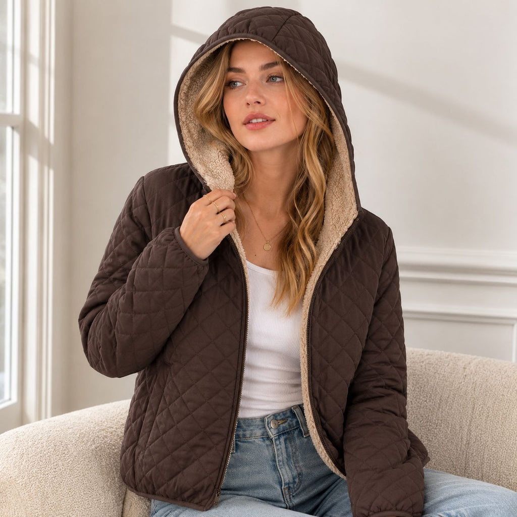 Womens Short Hooded Cotton-padded Coat