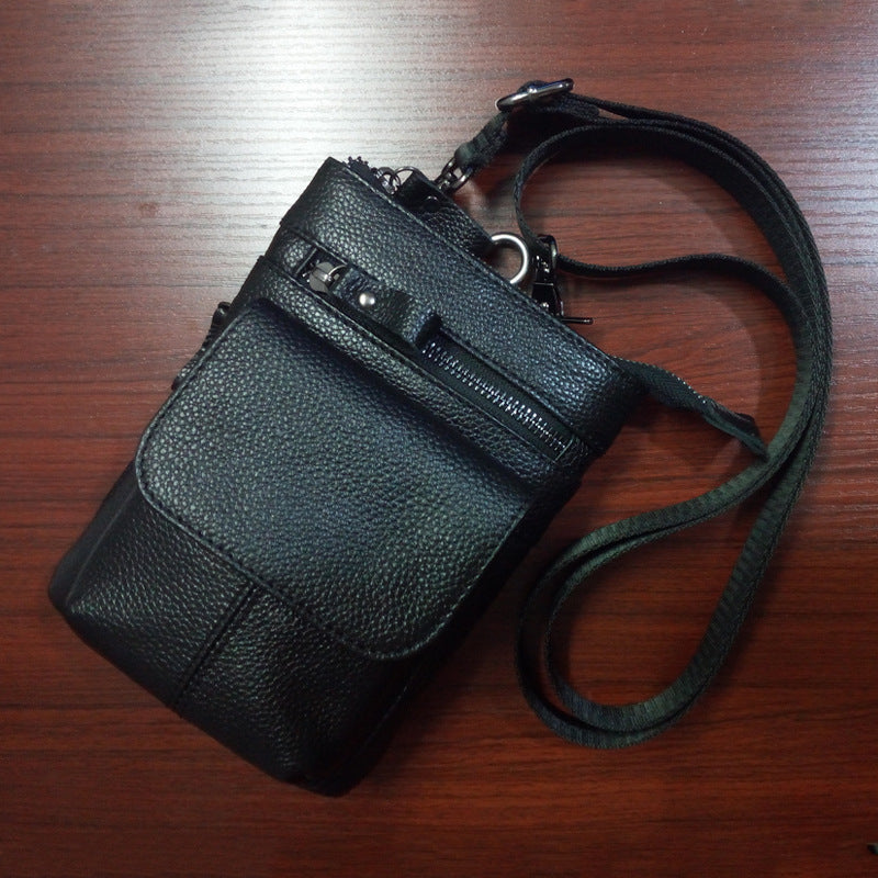 Men's Leather Pocket Multifunctional Small Bag Outdoor Sports One-shoulder