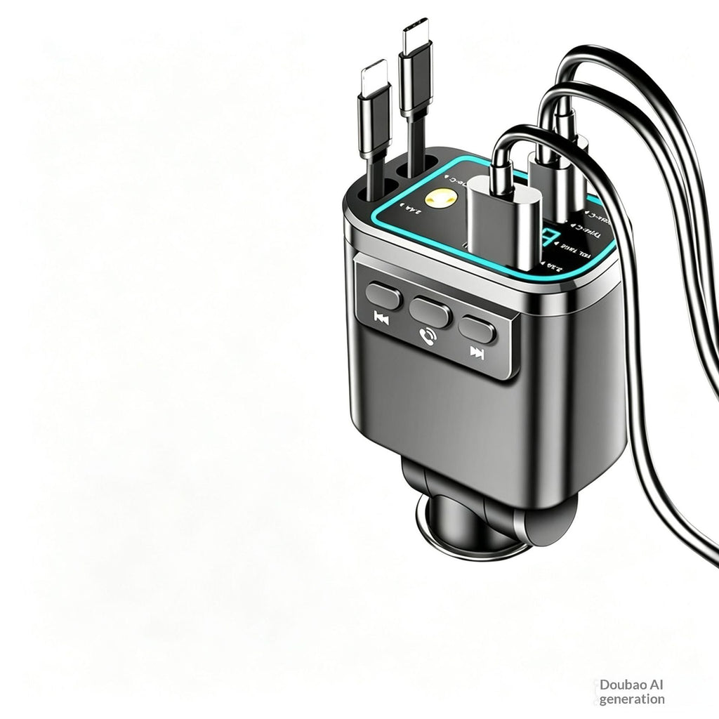240W Car Bluetooth Fast-Charging Charger With Retractable Cable