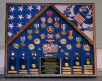 Military Flag Case For 2 Flags and Certificate Display Case