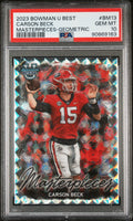 Graded 2023 Topps Bowman U Best Carson Beck #BM13 Masterpieces Geometric Rookie RC Football Card PSA 10 Gem Mint