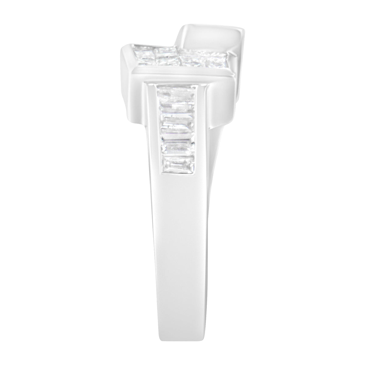 14K White Gold Princess and Baguette-cut Diamond Ring (1 1/3 Cttw, G-H Color, SI2-I1 Clarity) - Size 6-3/4