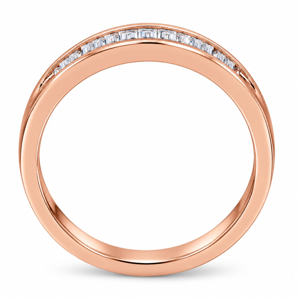 10K Rose Gold over .925 Sterling Silver 1/5 Cttw Diamond Channel-Set Stackable Band Ring (H-I Color, I1-I2 Clarity) - Size 6 3/4